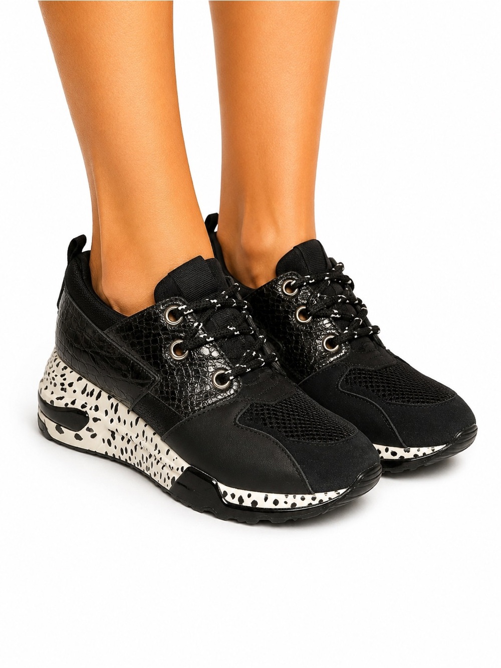 Steve Madden Size 8.5 Cliff Black Multi Womens Platform Fashion Sneakers